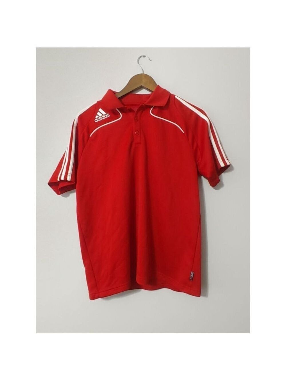 Men's Adidas Red/White Climalite 3 Line Classic Polo Shirt S/M -2007